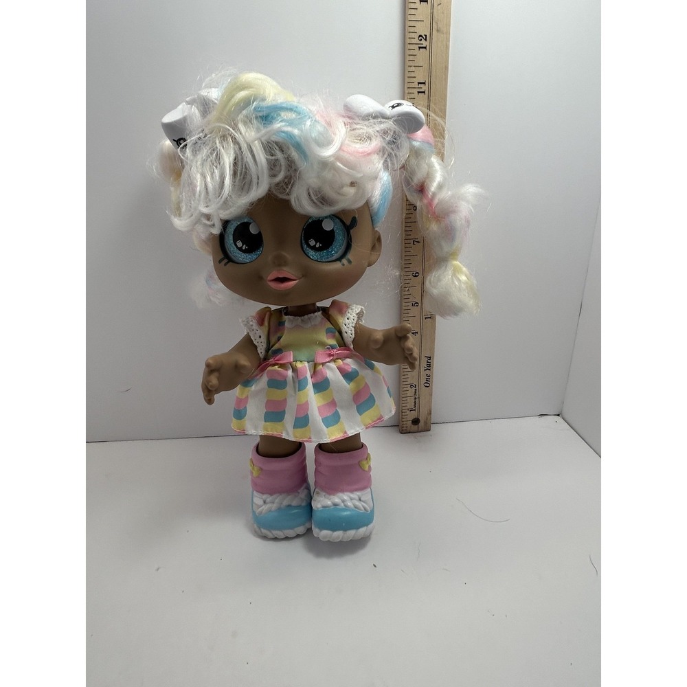 Kindi Kids Rainbow Hair Girl Doll 10 Inch Pastel Dress Boots Toy Play Figure